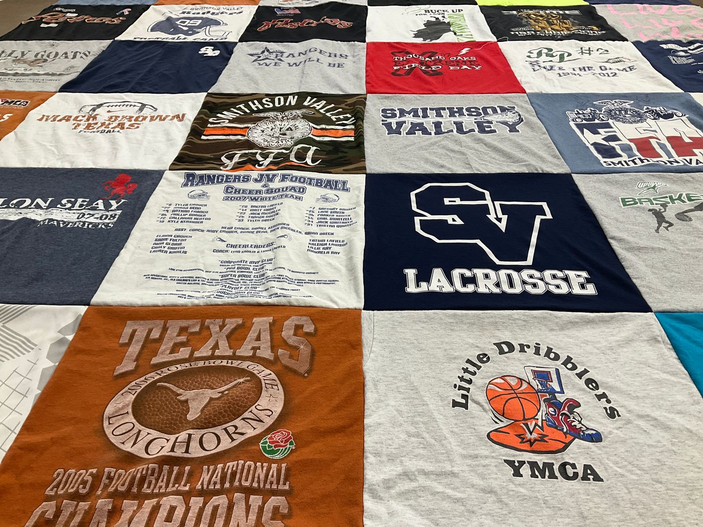T-shirt quilt featuring longhorns football team, mavericks football team by Dana from TX