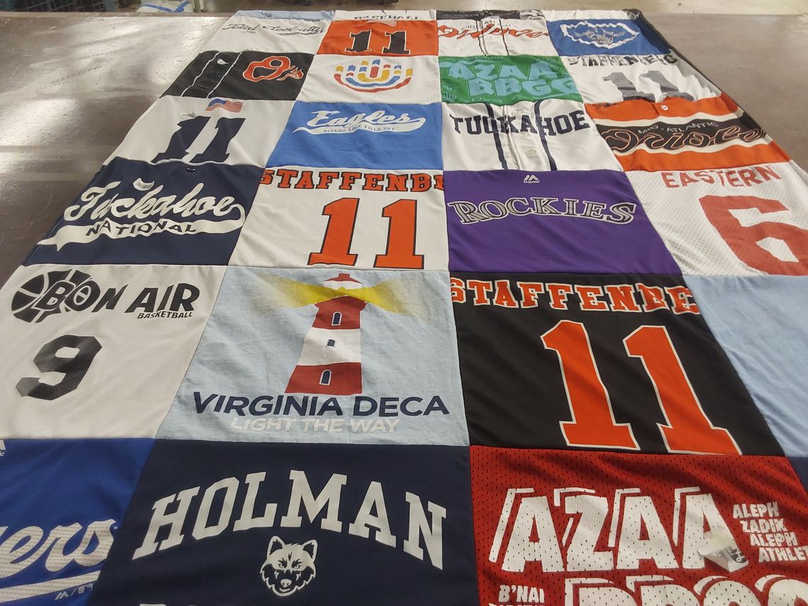 T-shirt quilt with basketball themes by Jill from VA