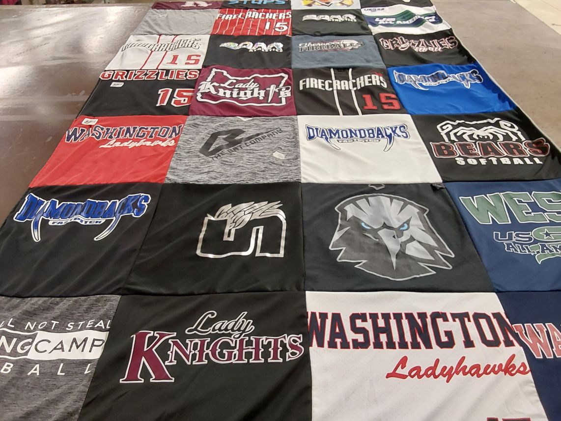 T-shirt quilt featuring grizzlies, lady knights by John from OR