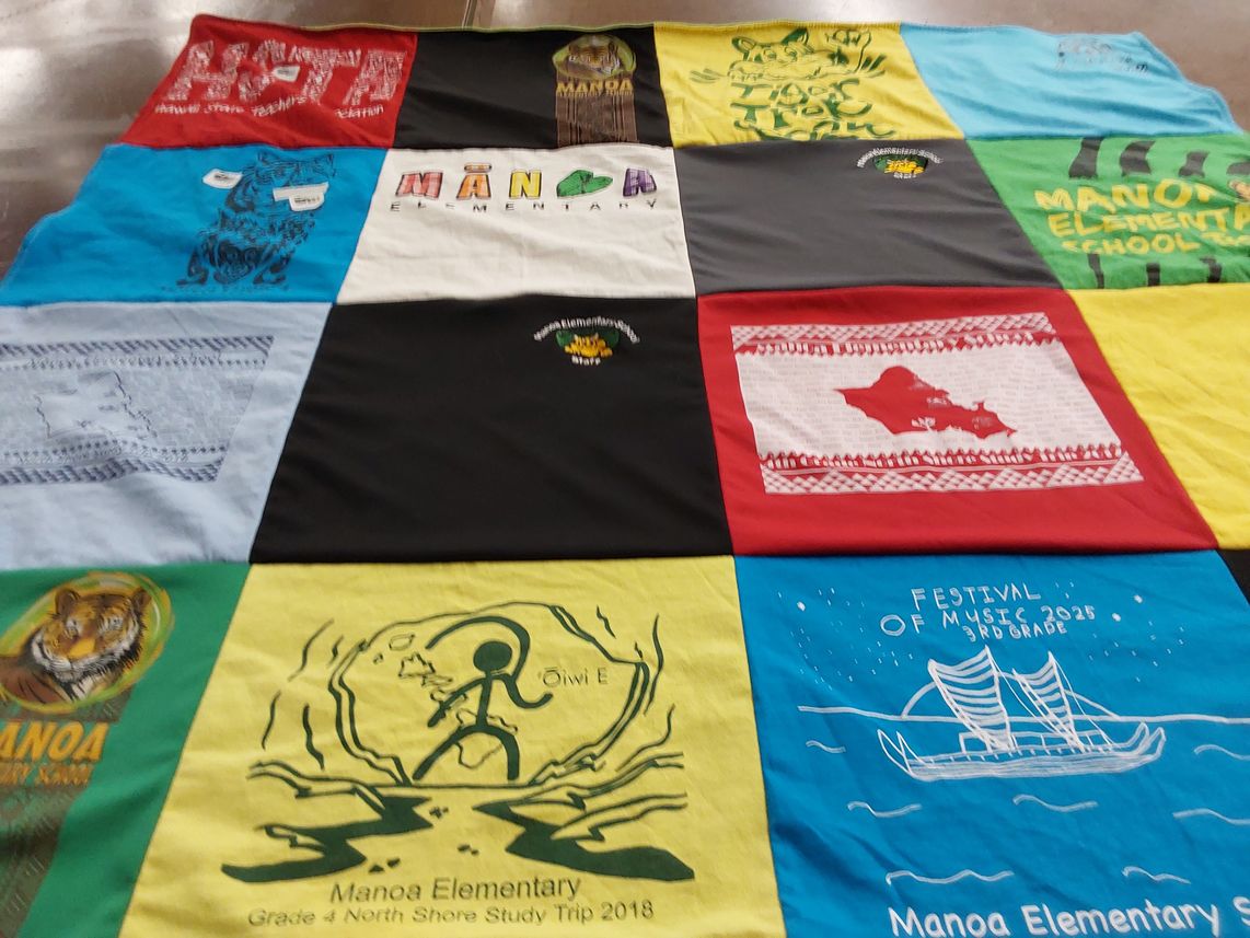 T-shirt quilt from manoa elementary school by Sang Hee from HI