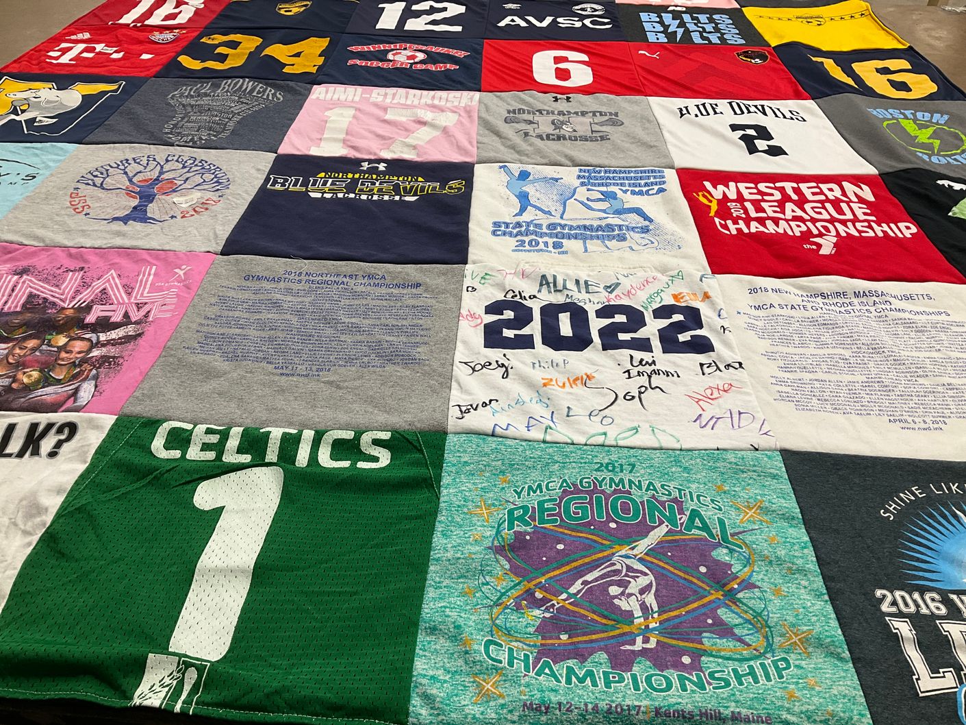 T-shirt quilt from pennfield high school by Andrea from MA