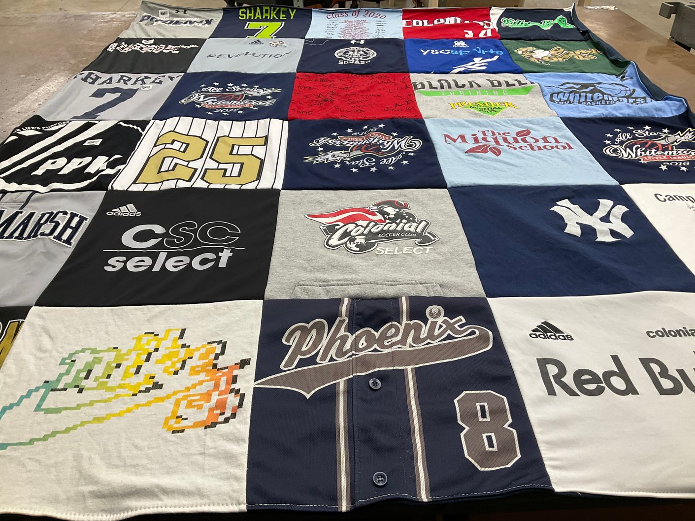 T-shirt quilt featuring colonial soccer club by Rich from PA