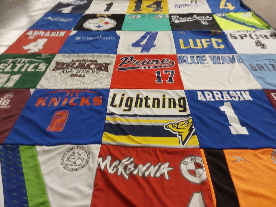 T-shirt quilt featuring new york knicks, celtics by Hang from CA