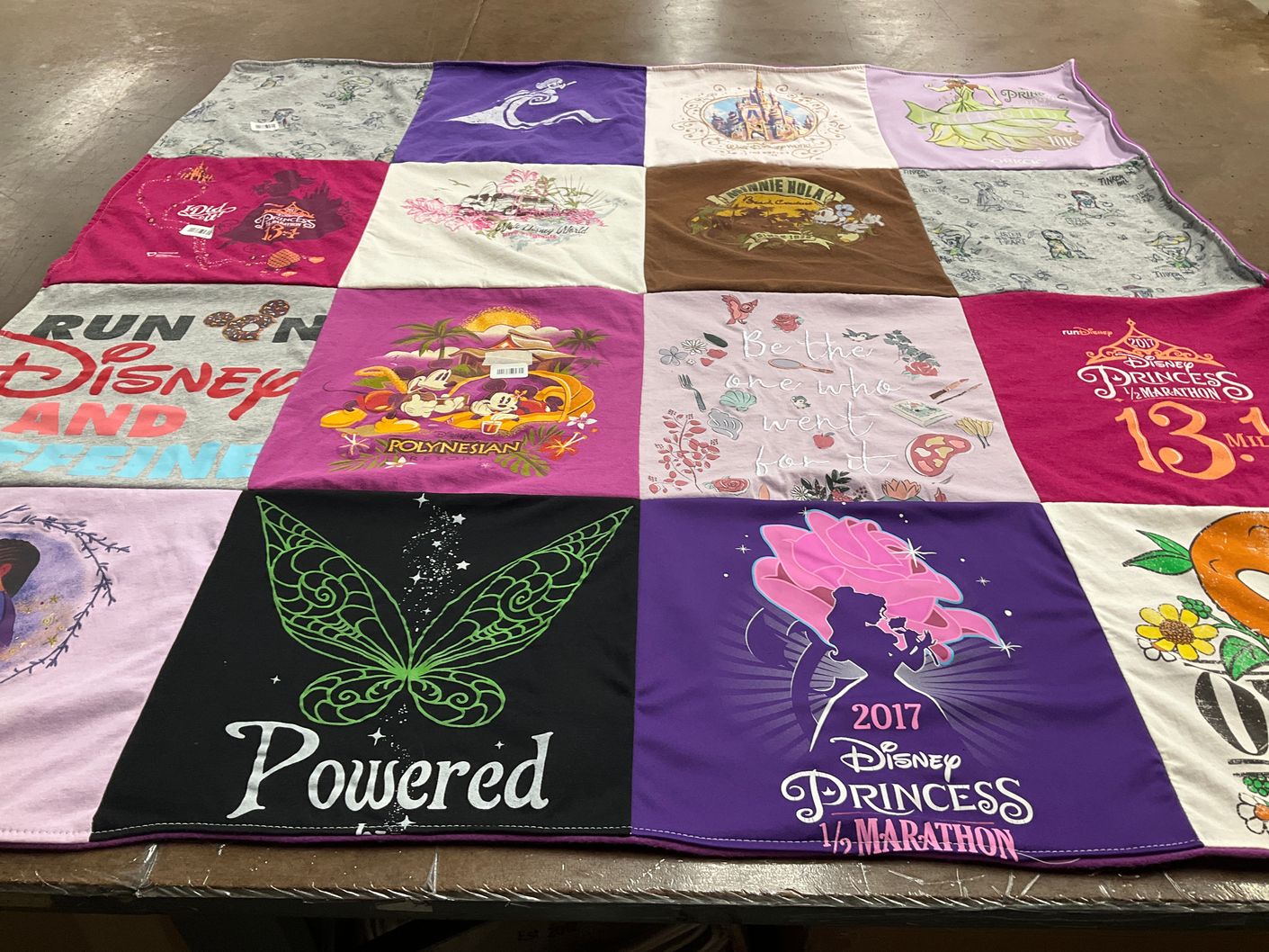 T-shirt quilt with disney, marathons themes by Deana from PA