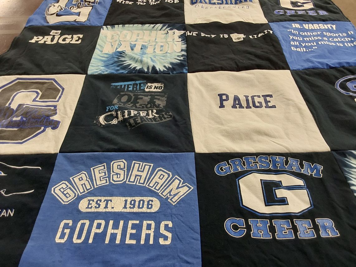 T-shirt quilt featuring gresham gophers by Paige from OR