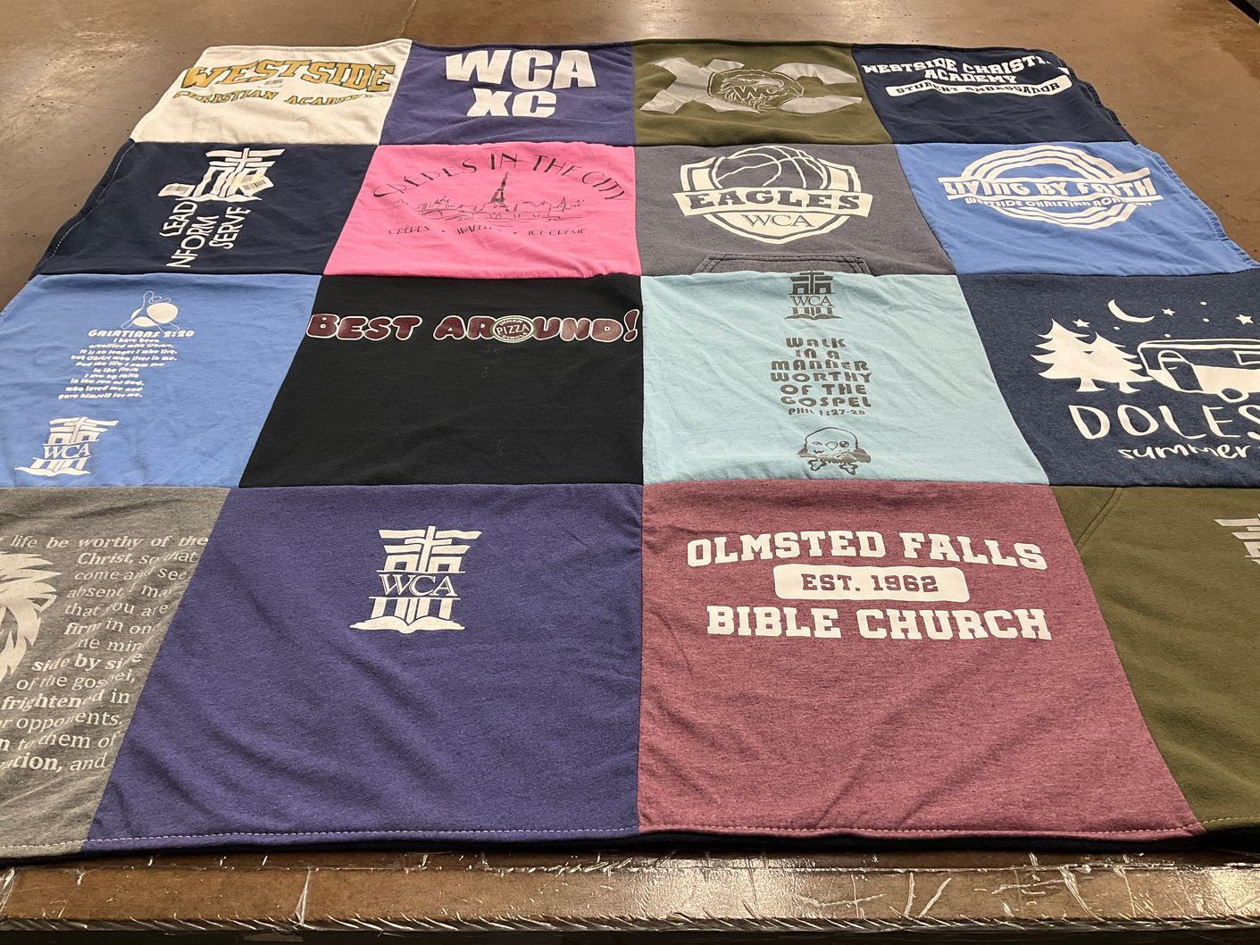 T-shirt quilt featuring wca cross country by Julie from OH