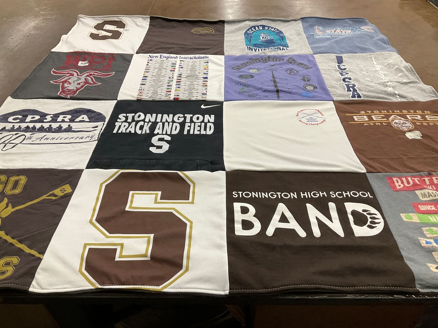 T-shirt quilt featuring stonington high school track and field, stonington high school bears by Dawn from CT