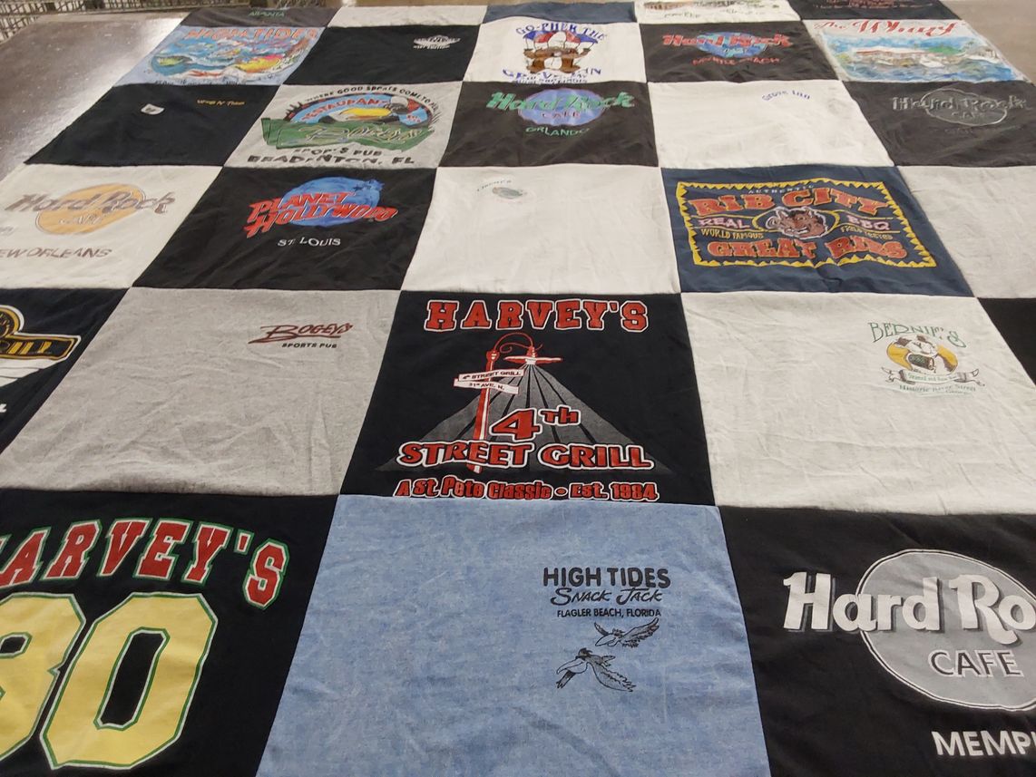 T-shirt quilt with restaurants, bars themes by Spencer from FL