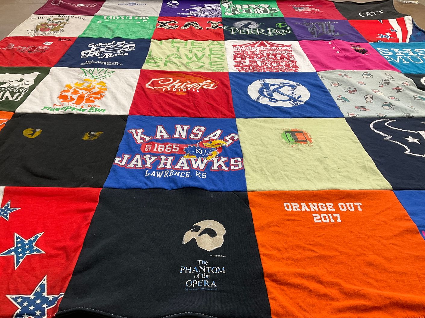 T-shirt quilt featuring kansas jayhawks by Melissa from TX