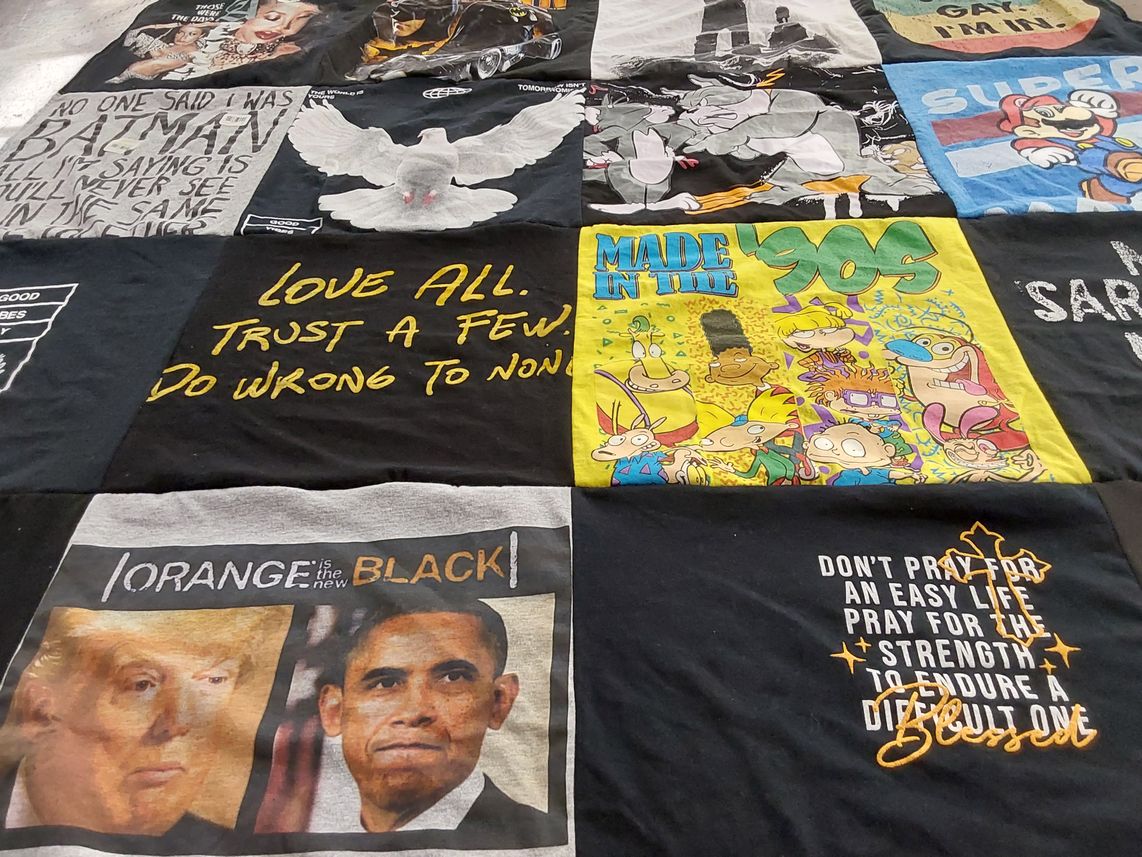 T-shirt quilt with pop culture, television themes by Michelle from NY