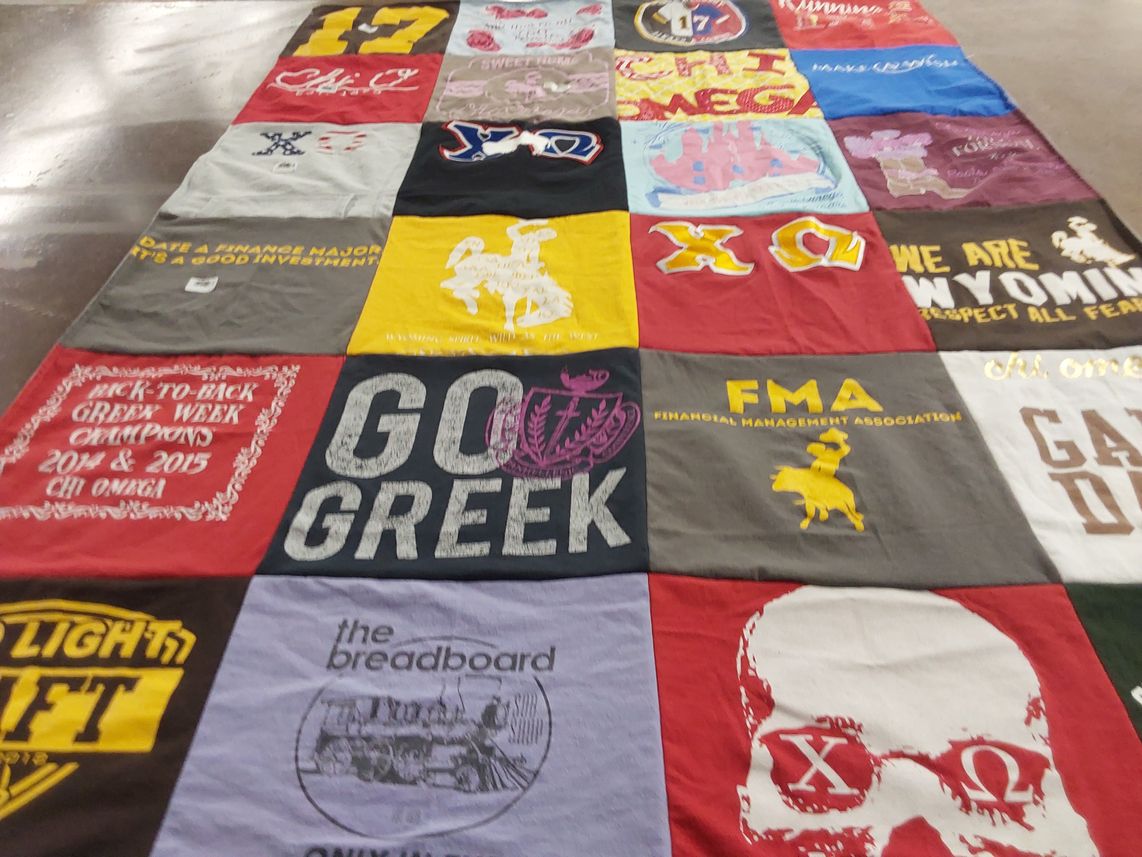 T-shirt quilt from university of wyoming by Skye from OK