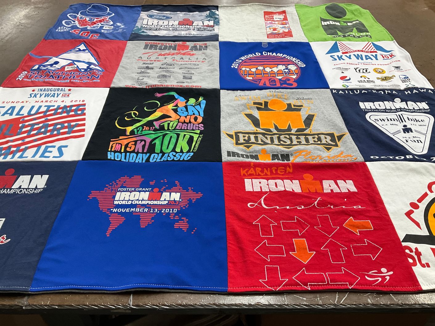 T-shirt quilt with triathlon, running themes by Sofia from FL
