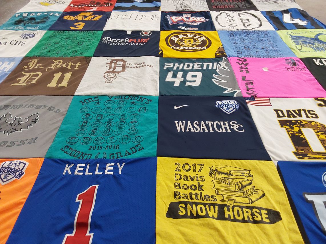 T-shirt quilt from wasatch high school, davis high school by Kathy from UT