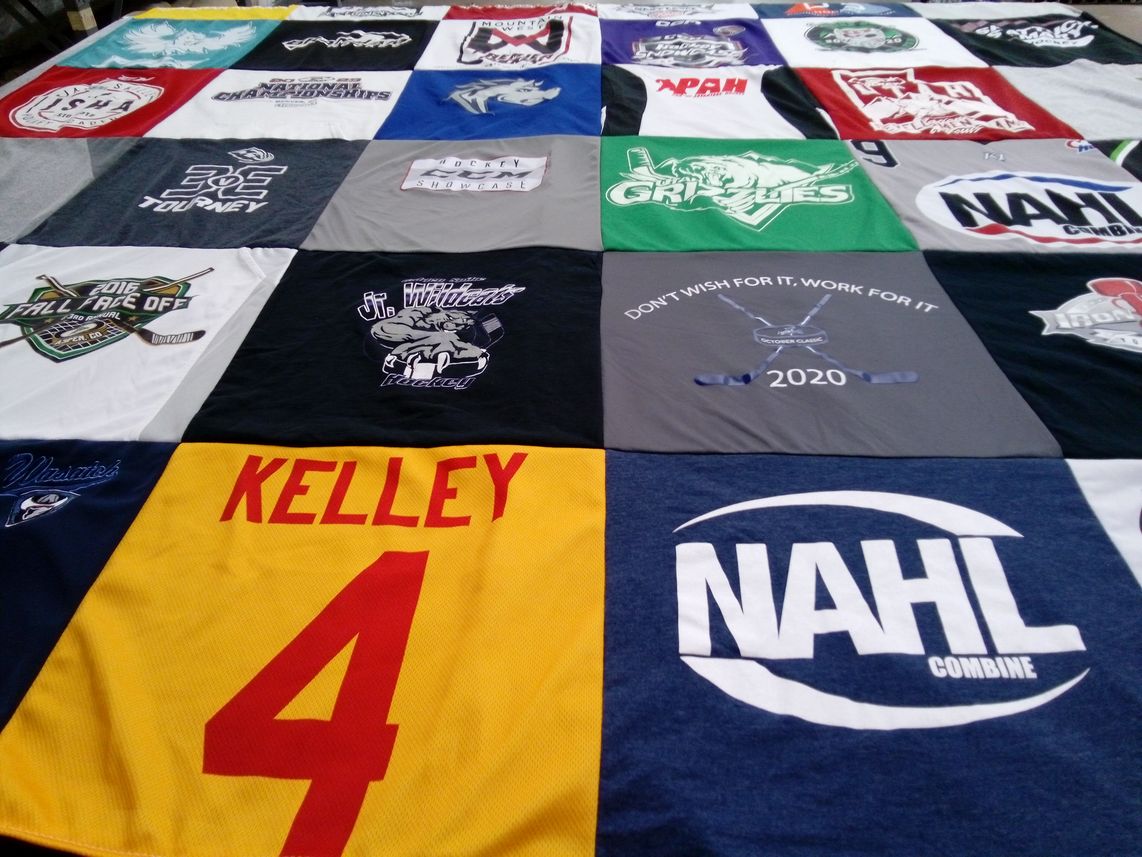 T-shirt quilt featuring jr. wildcats hockey by Kathy from UT