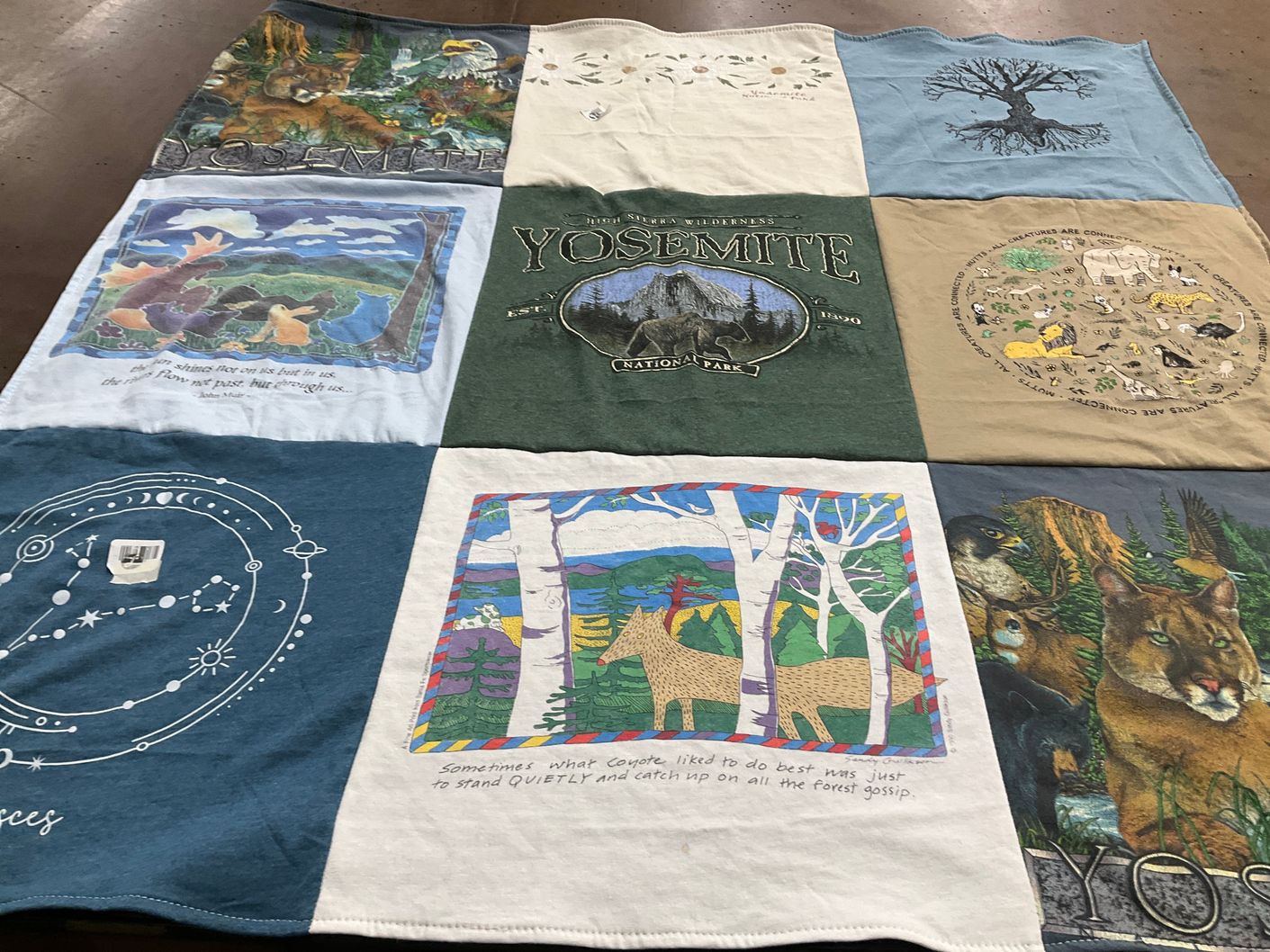 T-shirt quilt with outdoors, wildlife themes by Nancy from WA