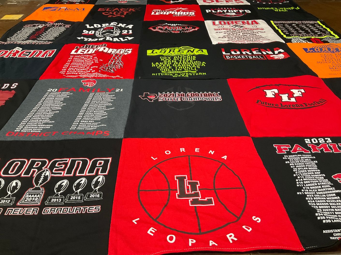 T-shirt quilt featuring lorena leopards by Cherie from TX