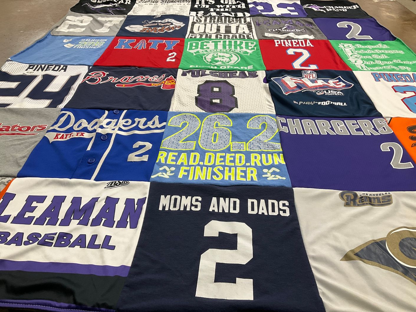 T-shirt quilt featuring los angeles dodgers, los angeles chargers by veronica from TX
