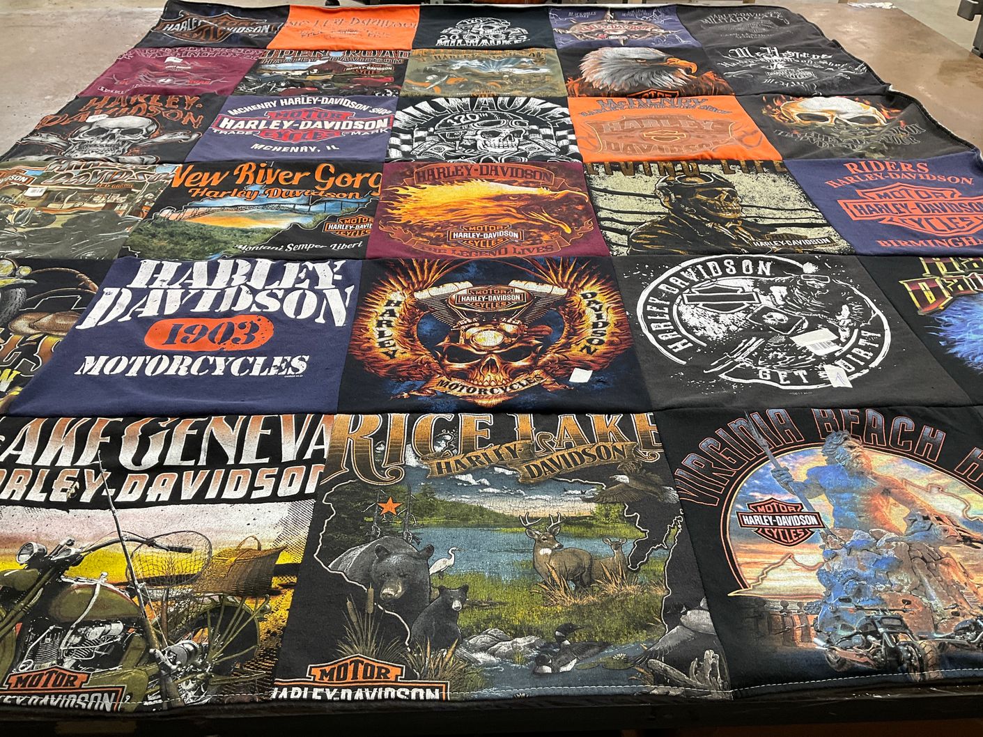 T-shirt quilt with motorcycles, biking themes by David from WI