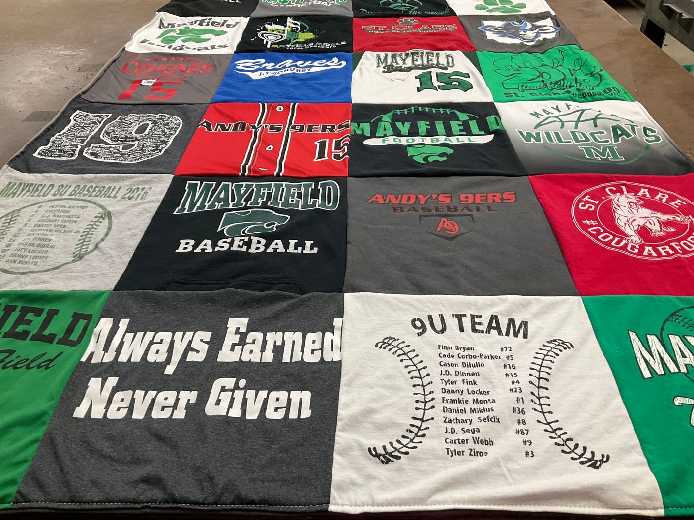T-shirt quilt from mayfield high school by Rebecca from OH