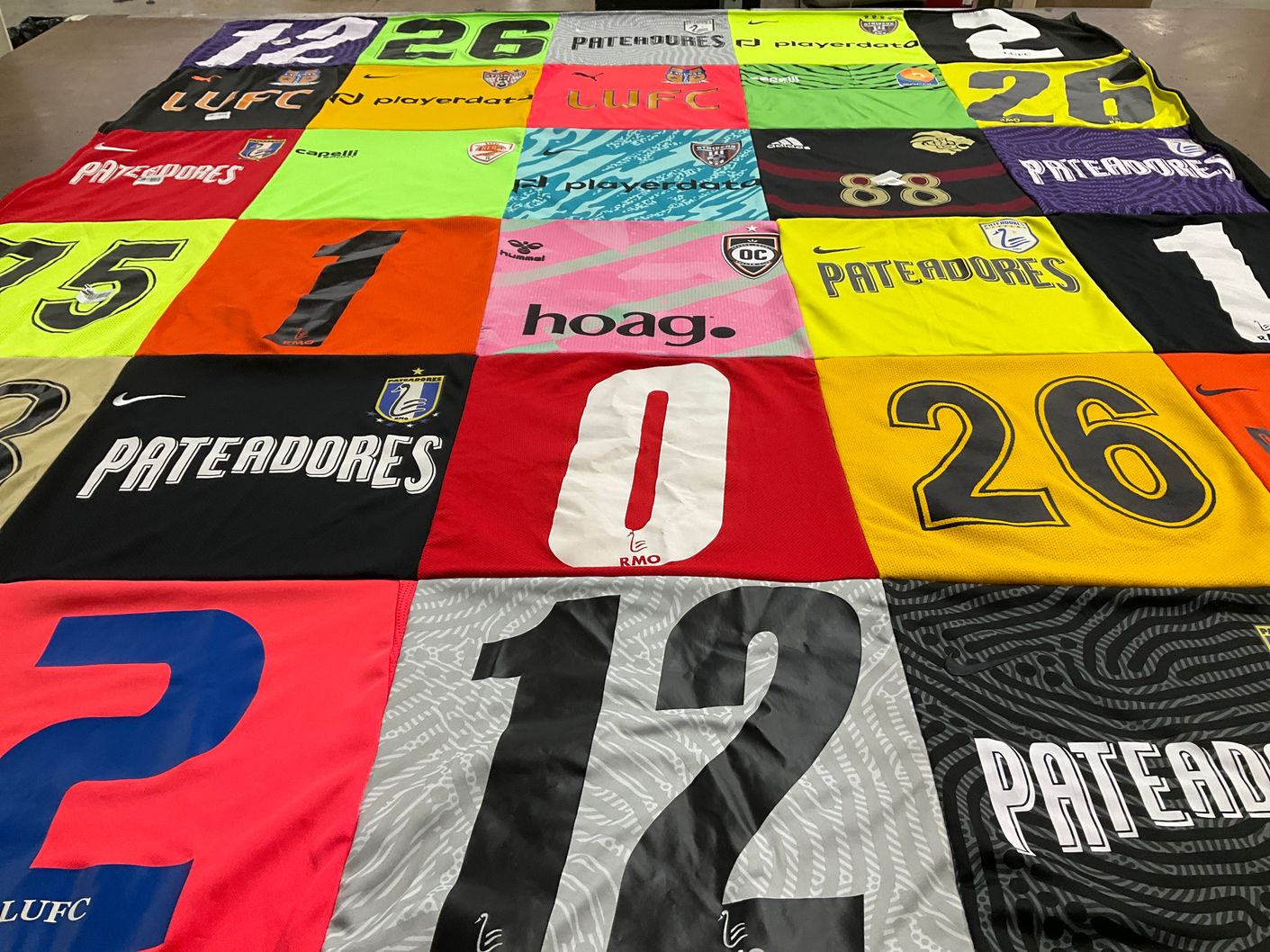 T-shirt quilt with soccer themes by Tiffany from CA