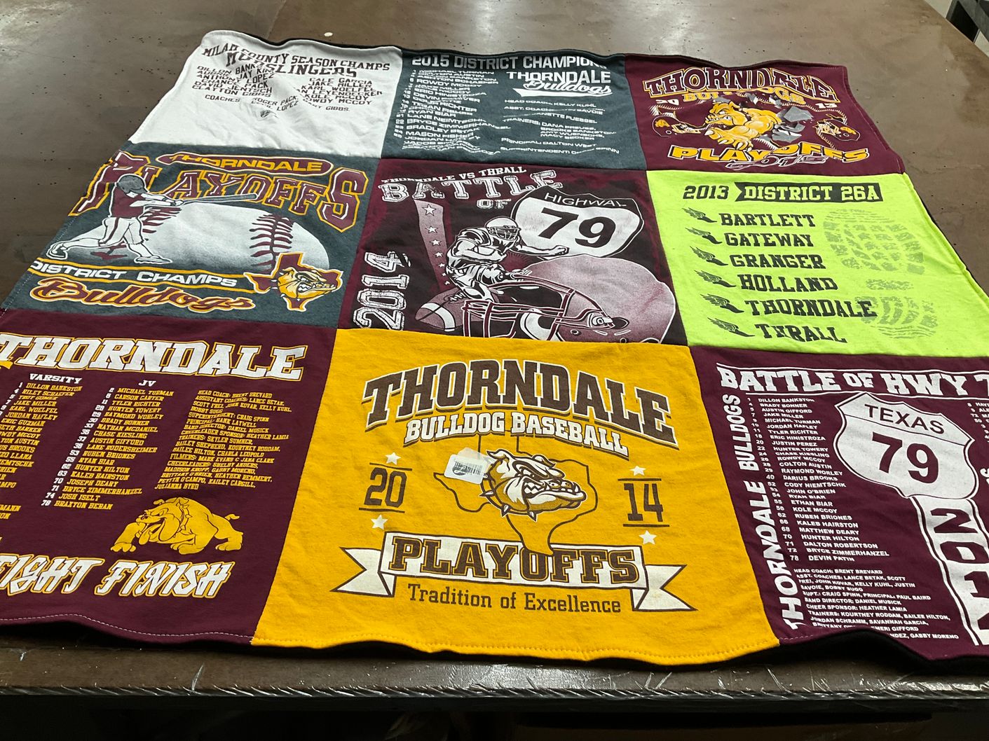 T-shirt quilt featuring thorndale bulldogs baseball by Jayson from TX