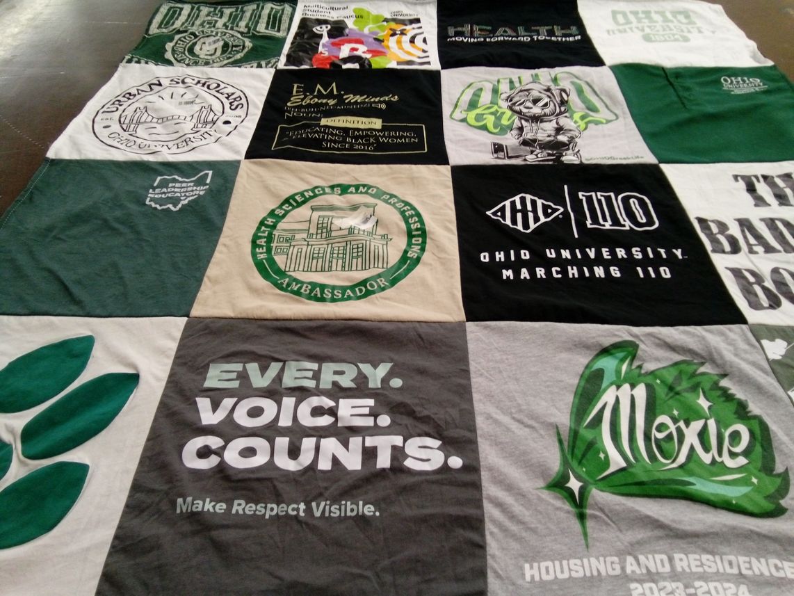 T-shirt quilt from ohio university by Skye from OH