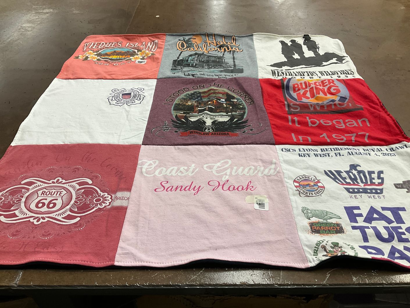 T-shirt quilt with travel, food themes by Valerie from NC