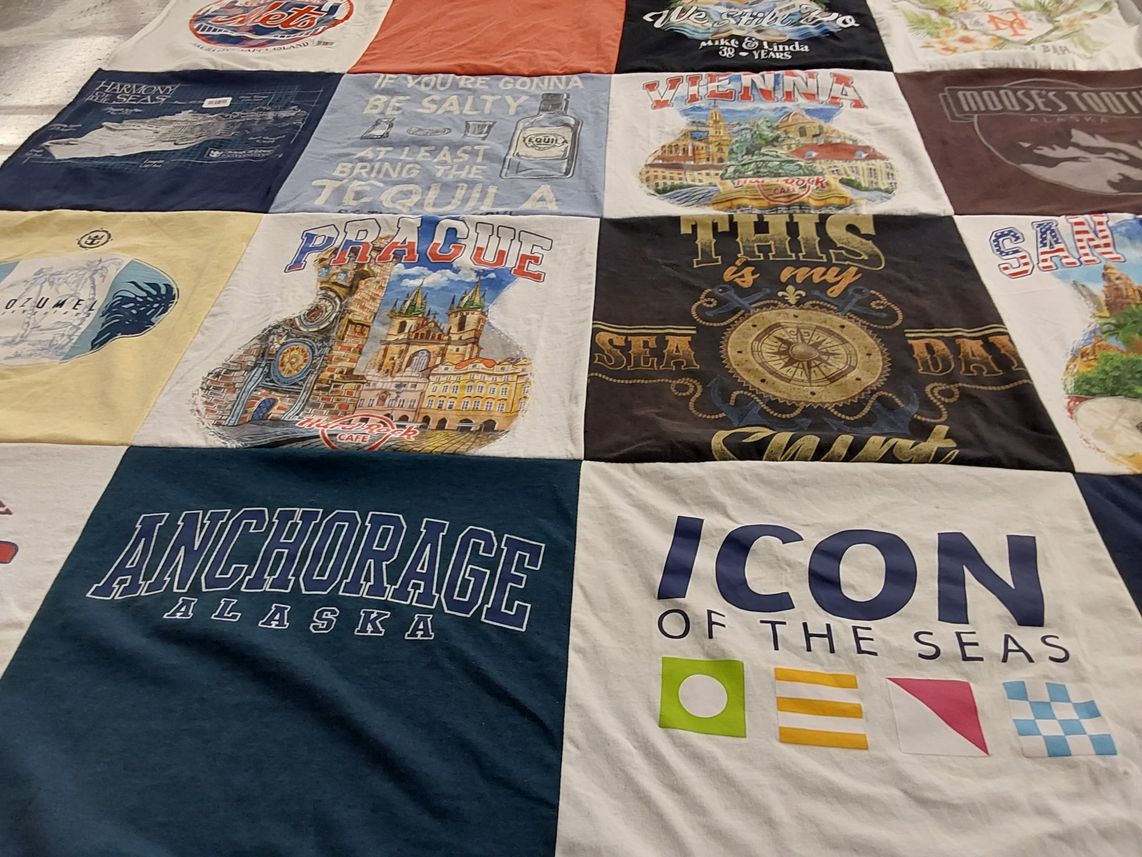 T-shirt quilt with travel, cruising themes by Brittany from IL