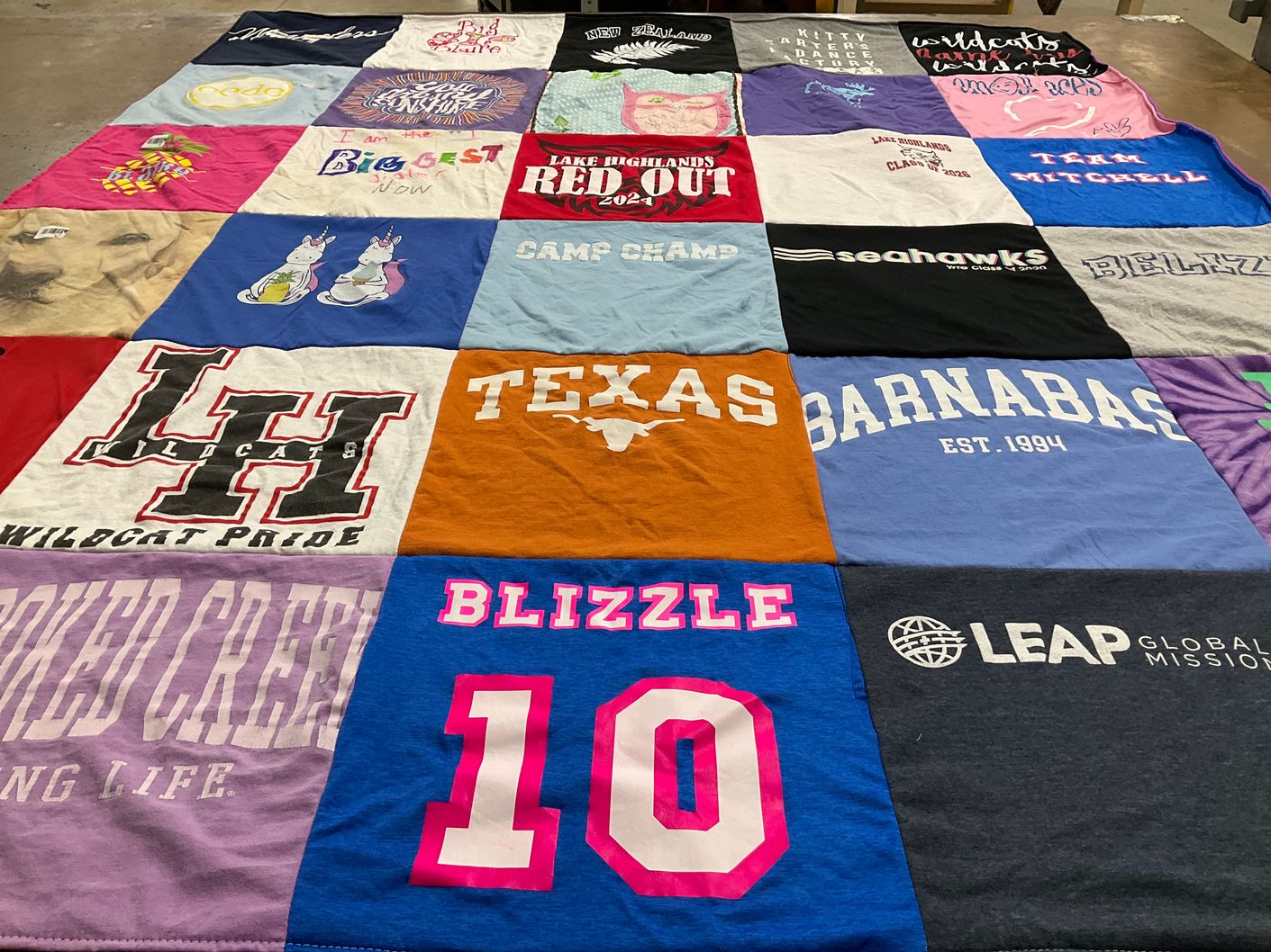 T-shirt quilt featuring lake highlands wildcats, seahawks by Caroline from TX