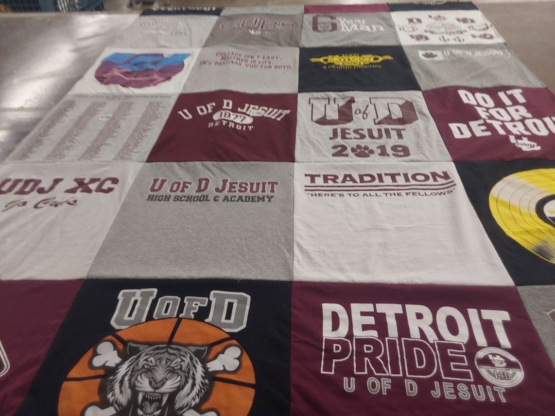 T-shirt quilt from u of d jesuit high school and academy by Kelly from MI