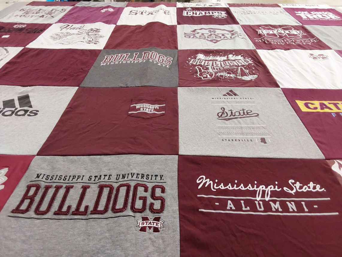 T-shirt quilt featuring mississippi state bulldogs by L. Michelle from MS