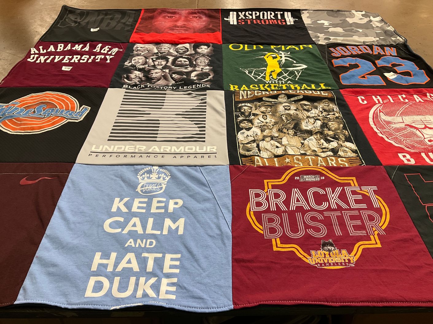 T-shirt quilt from alabama agricultural and mechanical university, loyola university by BARBARA from IL