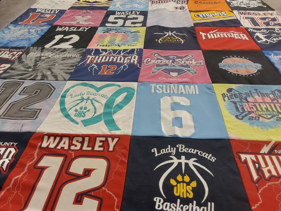 T-shirt quilt featuring lady bearcats, thunder by Afton from CA