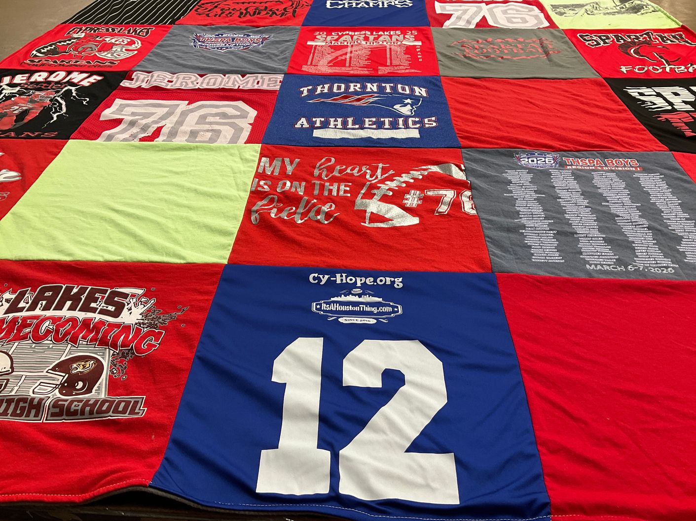 T-shirt quilt featuring spartans by JoEllen from TX