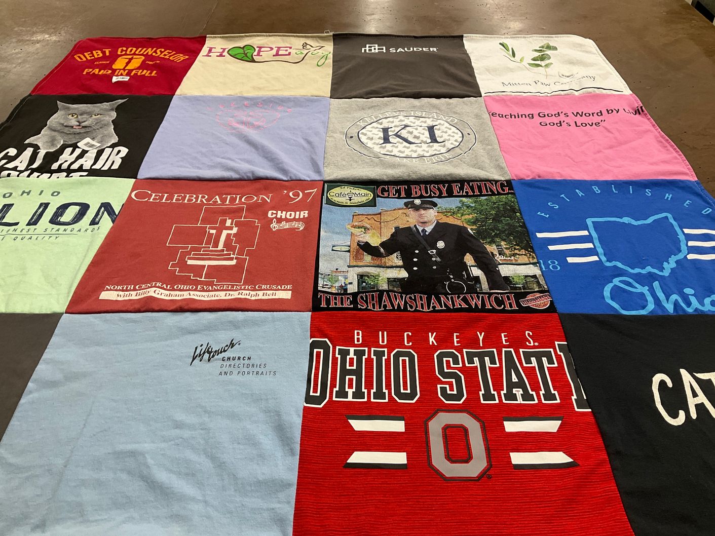 T-shirt quilt from ohio state university by Susan from OH