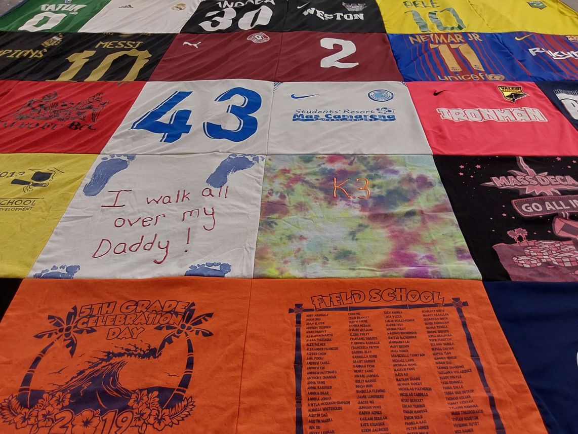 T-shirt quilt from field school by Sally from MA
