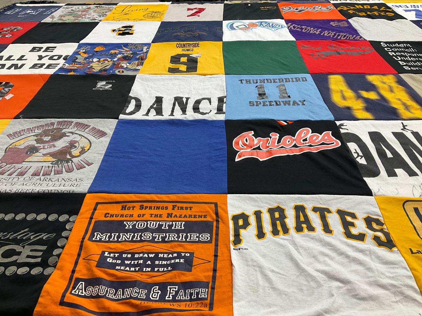 T-shirt quilt featuring orioles, pirates by Vicki from AR