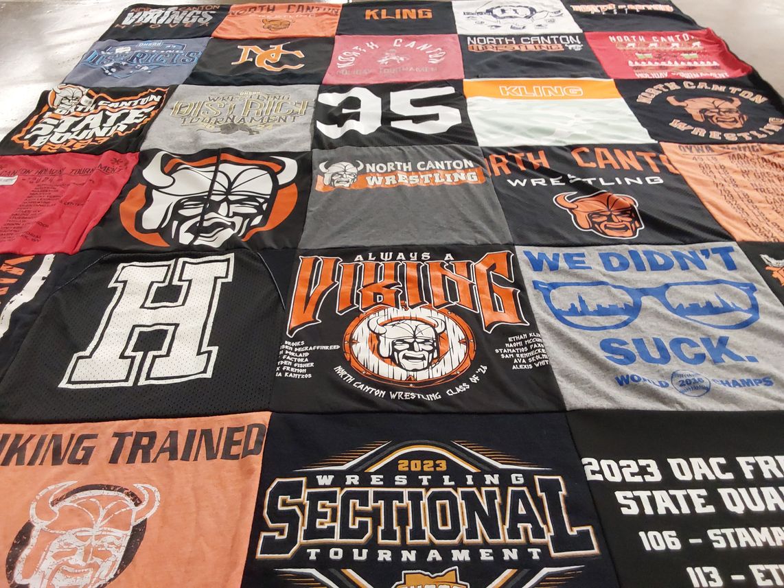 T-shirt quilt from north canton high school by Camille from OH