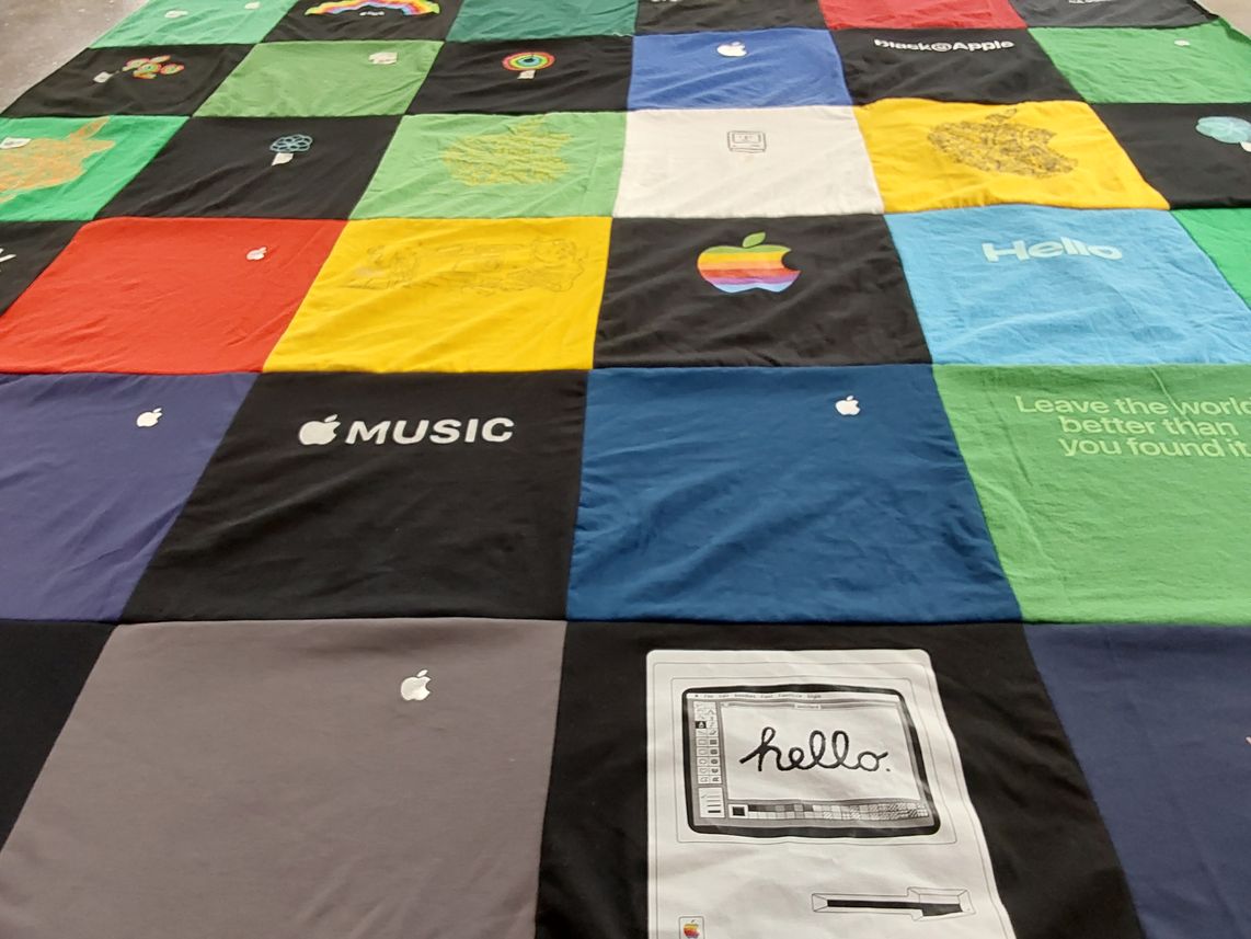 T-shirt quilt with technology, music themes by Karen from FL