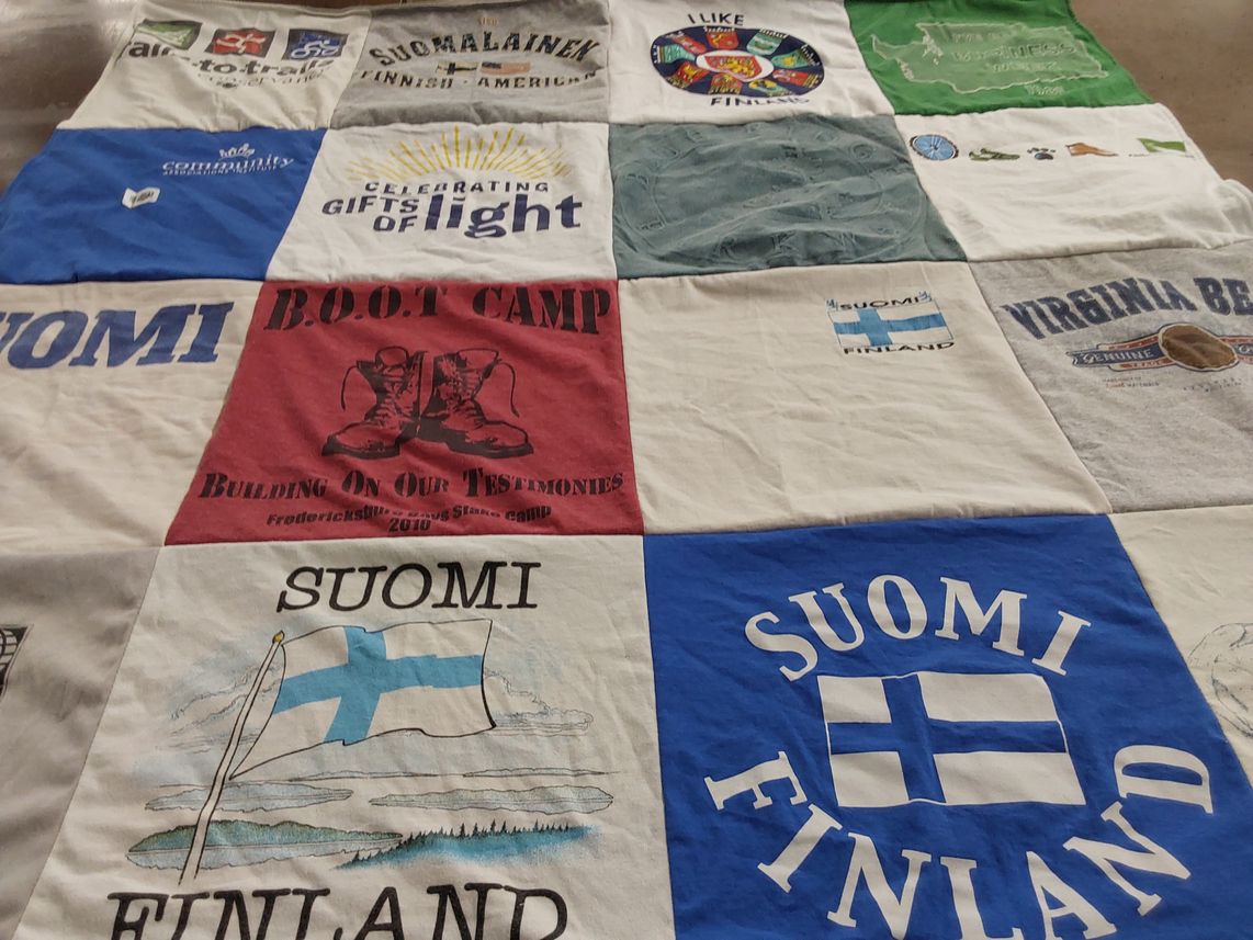 T-shirt quilt with finnish culture, outdoor activities themes by David from VA