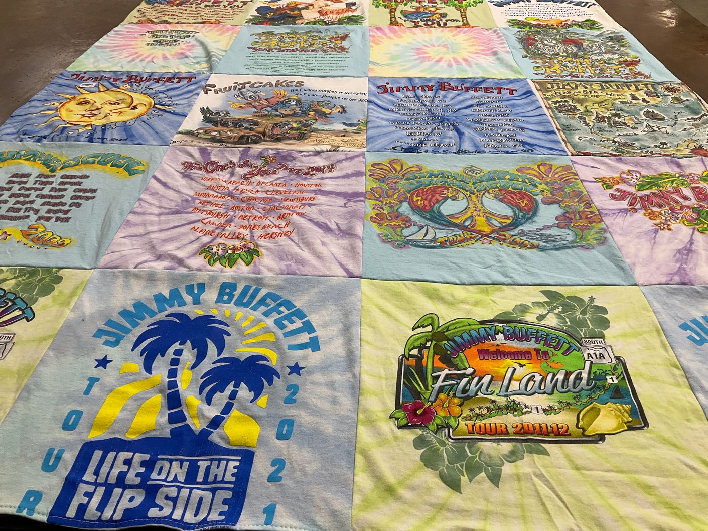 T-shirt quilt with music, concerts themes by Tracy from OH