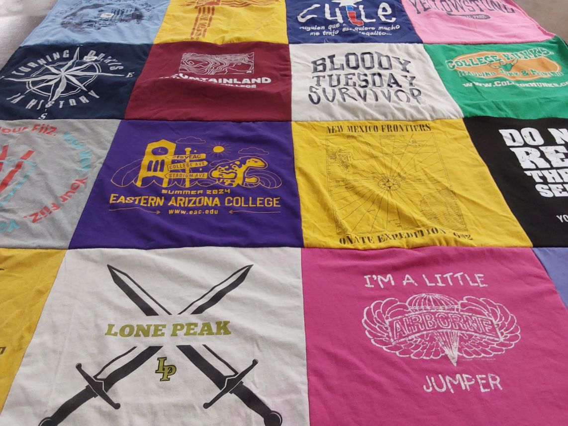 T-shirt quilt featuring lone peak high school by Leah from UT