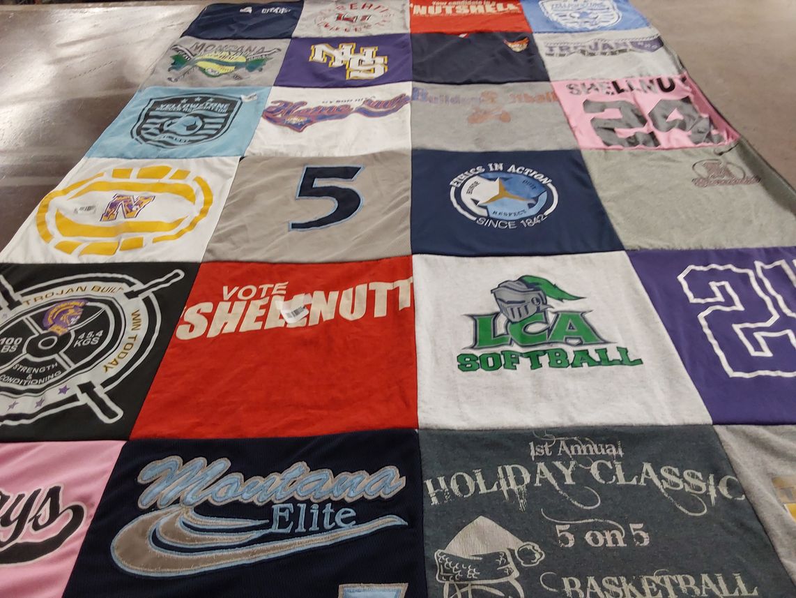 T-shirt quilt featuring lca softball by Makenzie from SC