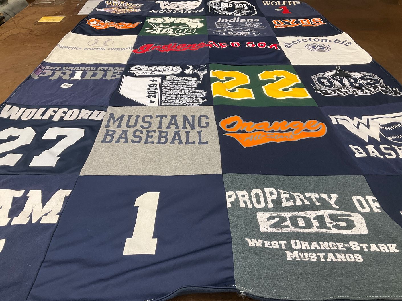 T-shirt quilt featuring mustang baseball by charlotte from TX