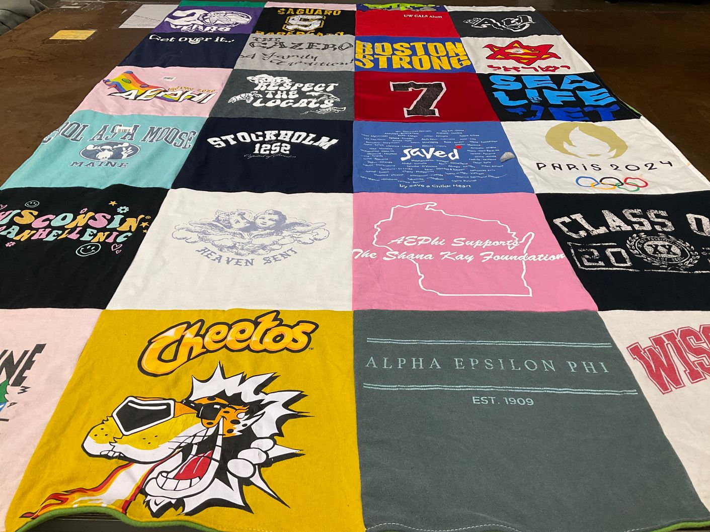 T-shirt quilt from university of wisconsin, stockholm university by Taylor from AZ
