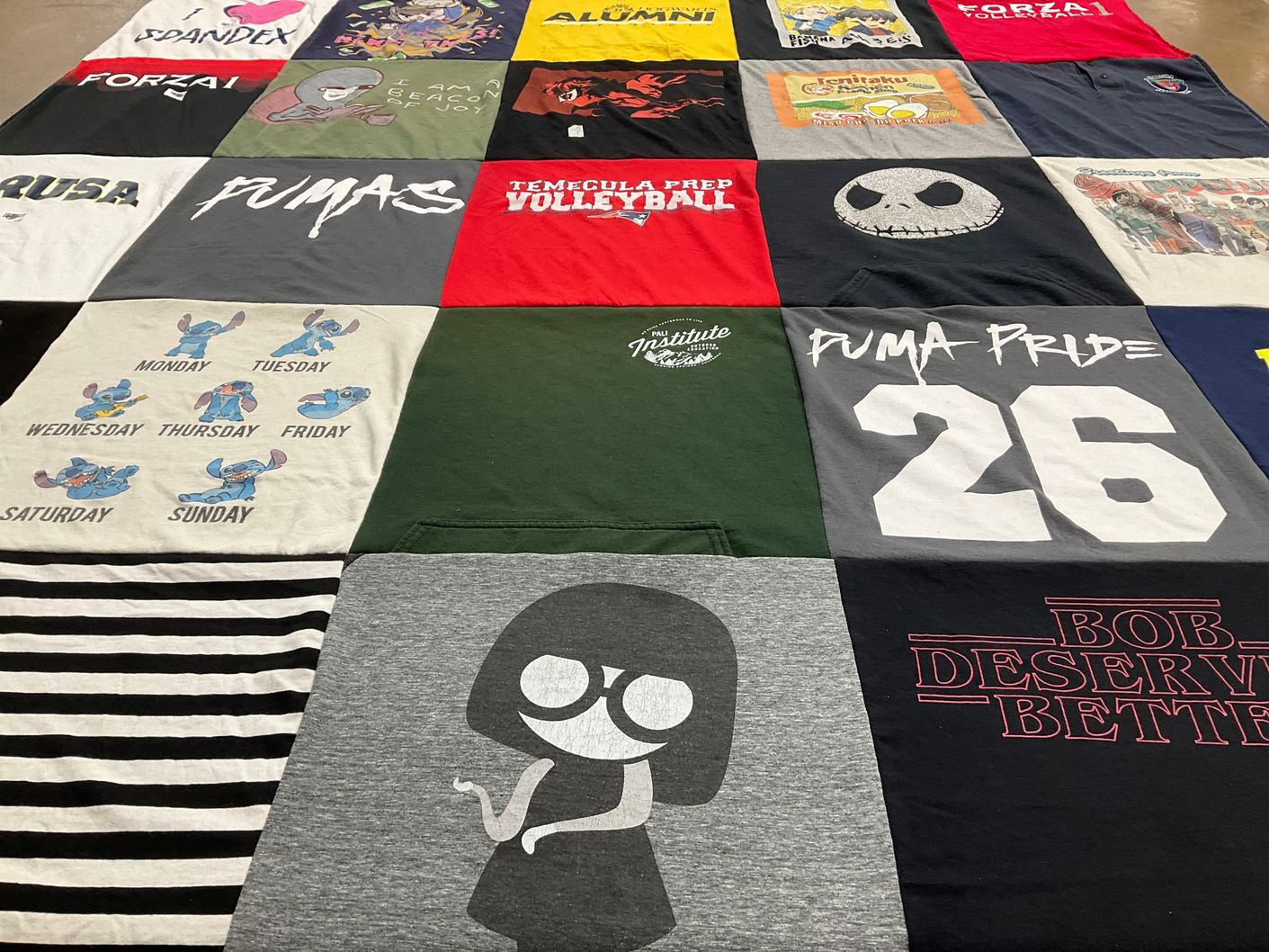 T-shirt quilt featuring pumas by Tobi from CA