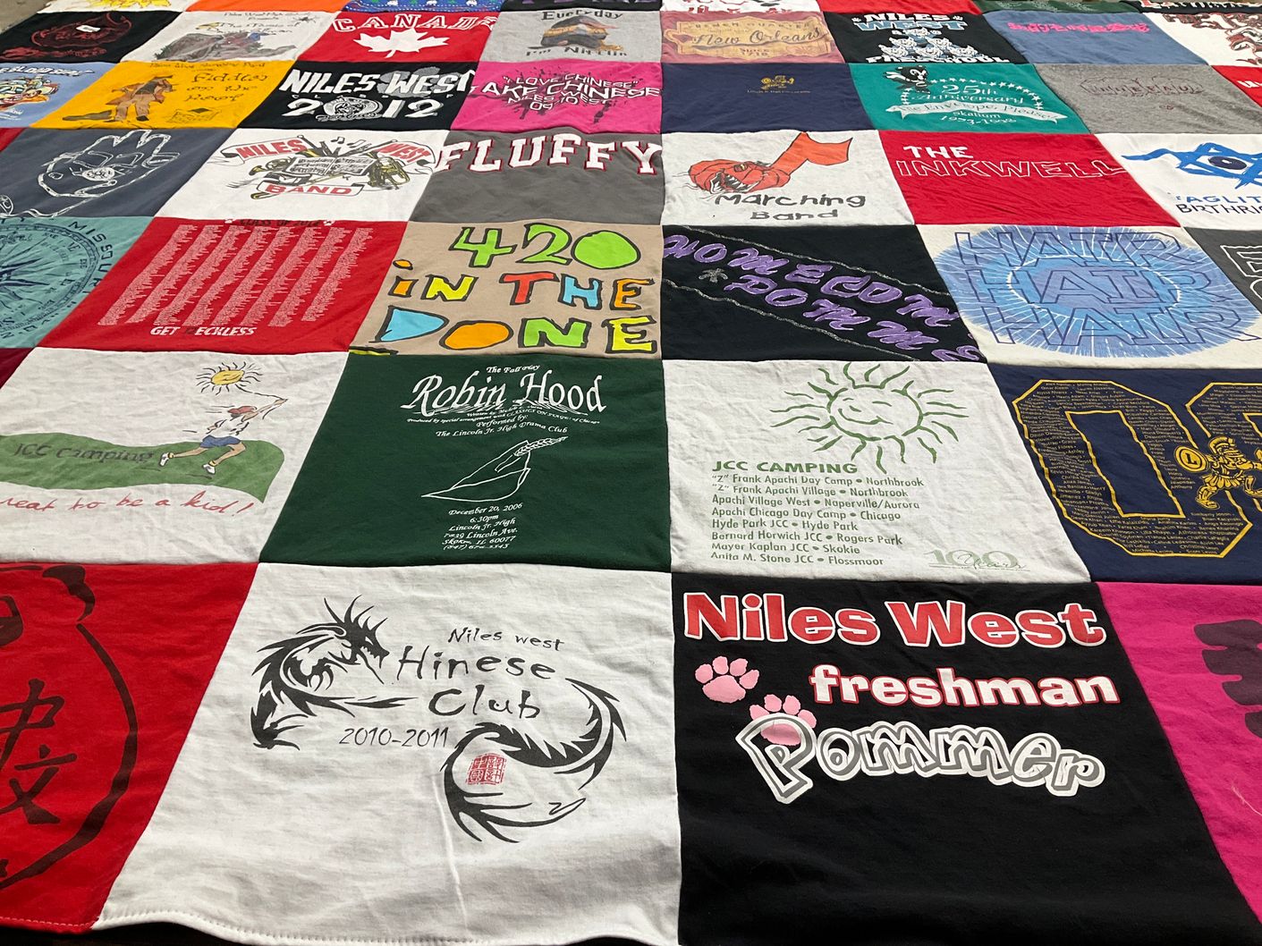 T-shirt quilt from niles west high school by Deena from IL