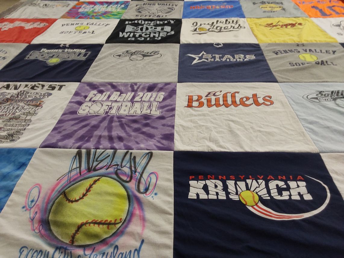 T-shirt quilt featuring penn valley softballs, ec bullets by John from PA
