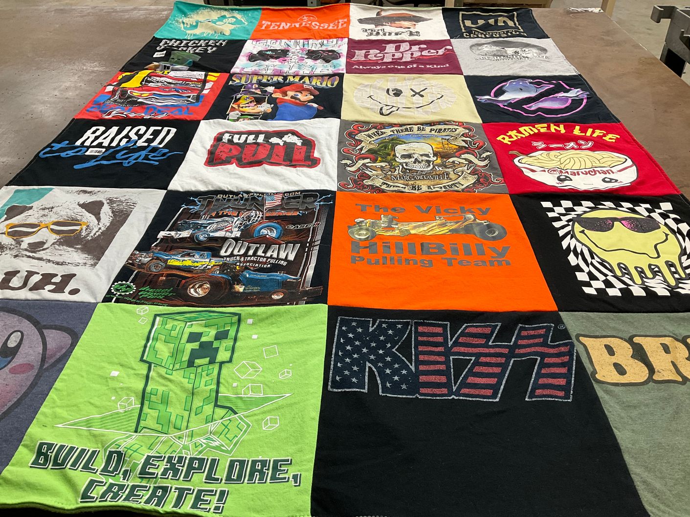 T-shirt quilt with video games, cars themes by Jennifer from SD