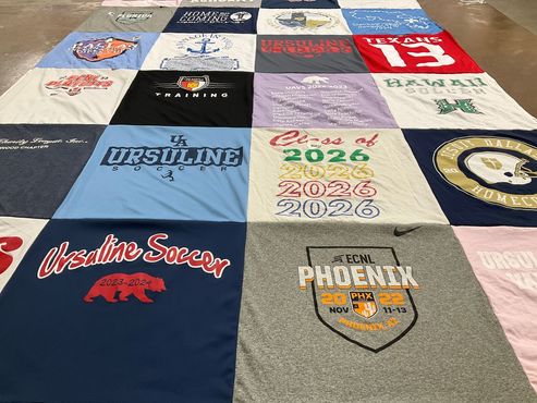 T-shirt quilt featuring ursuline academy team, texans team by Jennifer from TX